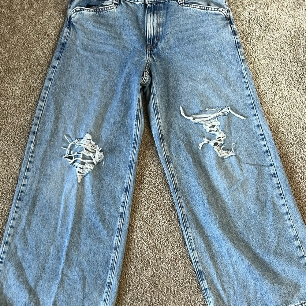 Distressed Blue Jeans